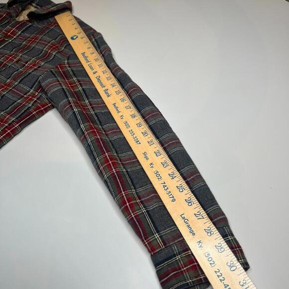 L.L.Bean Men’s Slightly Fitted Sherpa-Lined Flannel Shirt Jacket Plaid Red/Gray - Picture 2 of 9